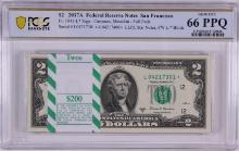 Pack 2017A $2 Federal Reserve STAR Notes San Francisco Fr.1941-L* PCGS Gem UNC 66PPQ