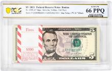 Pack of 2021 $5 Federal Reserve STAR Notes Boston Fr.1999-A* PCGS Gem UNC 66PPQ