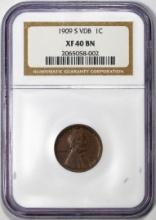 1909-S VDB Lincoln Wheat Cent Coin NGC XF40BN