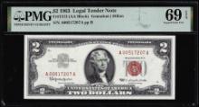 1963 $2 Legal Tender Note Fr.1513 PMG Superb Gem Uncirculated 69EPQ