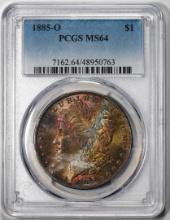 1885-O $1 Morgan Silver Dollar Coin PCGS MS64 Amazing Toning