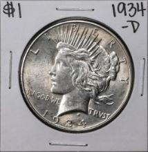 1934-D $1 Peace Silver Dollar Coin