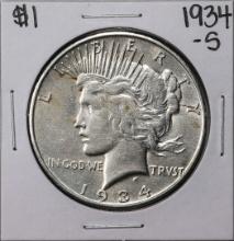 1934-S $1 Peace Silver Dollar Coin