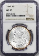 1887 $1 Morgan Silver Dollar Coin NGC MS65 Rim Toning