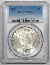 1923 $1 Peace Silver Dollar Coin PCGS MS65