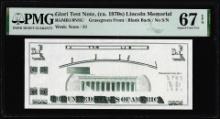 Circa 1970's Lincoln Memorial Giori Test Note PMG Superb Gem Uncirculated 67EPQ