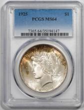 1925 $1 Peace Silver Dollar Coin PCGS MS64 Rare Toning