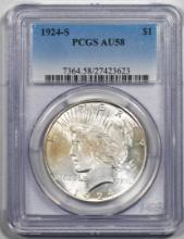 1924-S $1 Peace Silver Dollar Coin PCGS AU58