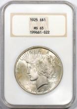 1925 $1 Peace Silver Dollar Coin NGC MS65 Old Fatty Holder