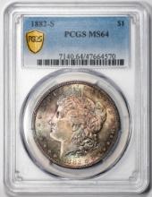 1882-S $1 Morgan Silver Dollar Coin PCGS MS64 Amazing Toning