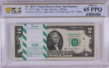 Pack 2017A $2 Federal Reserve STAR Notes San Francisco Fr.1941-L* PCGS Gem UNC 65PPQ