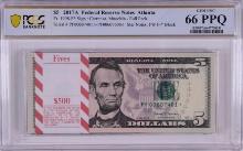 Pack of 2017A $5 Federal Reserve STAR Notes Atlanta Fr.1998-F* PCGS Gem UNC 66PPQ