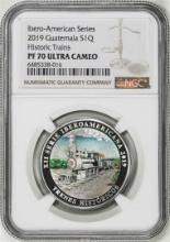 2019 Guatemala 1 Quetzal Ibero Historic Trains Proof Silver Coin NGC PF70 Ultra Cameo