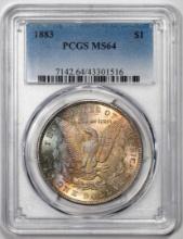 1883 $1 Morgan Silver Dollar Coin PCGS MS64 Amazing Reverse Toning