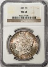 1896 $1 Morgan Silver Dollar Coin NGC MS64 Nice Toning