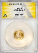 1998 $5 American Gold Eagle Coin ANACS MS70