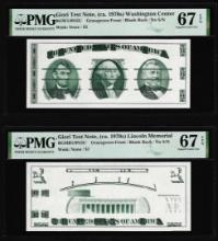 Set of Giori Test Note Washington & Lincoln Memorial PMG Superb Gem Unc 67EPQ