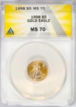 1998 $5 American Gold Eagle Coin ANACS MS70