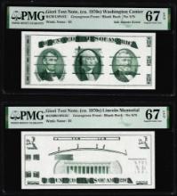 Set of Giori Test Note Washington & Lincoln Memorial PMG Superb Gem Unc 67EPQ