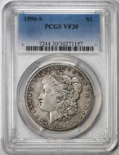 1896-S $1 Morgan Silver Dollar Coin PCGS VF30 Nic Toning