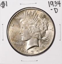 1934-D $1 Peace Silver Dollar Coin