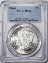 1886-S $1 Morgan Silver Dollar Coin PCGS MS62