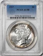 1927 $1 Peace Silver Dollar Coin PCGS AU58