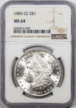 1883-CC $1 Morgan Silver Dollar Coin NGC MS64