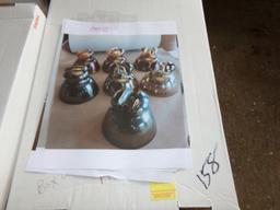 Box of Glass Insulators, Some are Carmival Glass and Pioneer Glass Bells (B