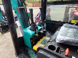New Blue AGT Industrial QH13R Mini Excavator with Full Cab and Grader Blade