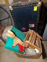 Black Trunk and Box of Knick-Knacks (Cellar Wood Shop)