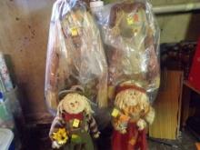 (2) Fall Themed 5' Tall Him and Her Scarecrows and (2) Fall Themed 36'' Mom