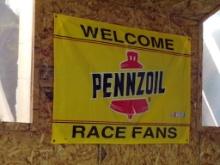 Group Of Banners Hanging In Big Garage- Penzoill Scotts Racing, Vilanova Un