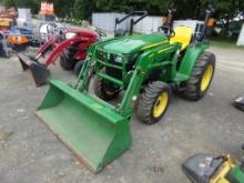 John Deere 3025E 4 WD Tractor wih 300E Loader, 3 PT, PTO, ROPS, Hydro, 60''