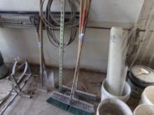 (3) Push Brooms, Edger And Flat Shovel (Shop Entrance Area)