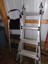 Folding/Extending Ladder, About 16' Overall, and 3' Folding Step Stool (Pol