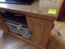 TV Cabinet with Sony Entertainment Center and Speakers on Floor Behind (Liv