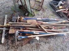 Group Of Hand Tools, Loppers, Landscape Rake, Hoe, Thatch Rake,Edger