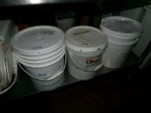 (3) 5-Gallon Buckets Partially Full w/Chocolate, Vanilla And Buttercream St