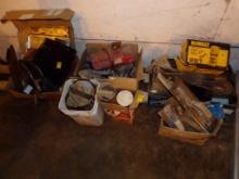 Group of Misc Items-Mower Blades, Cement Floats, Trowels, Face Shield, 500l