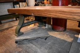 MACHINE BASE COFFEE TABLE WITH WOOD TOP - 28" x 64" x 3" THICK