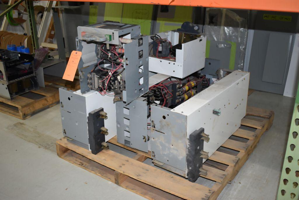 SKID WITH MISC. BREAKER BOXES, CONDITION UNKNOWN