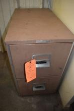 TWO DRAWER TAN FIRE RESISTANT FILE CABINET, 28"H x