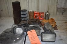 ASSORTED LIGHTS, FILTERS, PULLEYS AND BEARINGS