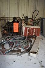 (2) METAL CRATES WITH CONTENTS; BELTS,