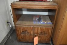 WOODEN MICROWAVE STAND WITH TWO SHELVES AND