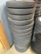 (16) SOLID RUBBER 10" WHEELS WITH 5/8" AXLE OPENING,