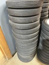 (16) SOLID RUBBER 10" WHEELS WITH 5/8" AXLE OPENING,