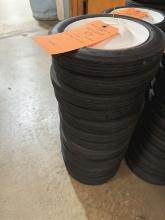 (13) SOLID RUBBER 10" WHEELS WITH 5/8" AXLE OPENING,