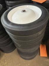 (12) SOLID RUBBER 10" WHEELS WITH 5/8" AXLE OPENING,